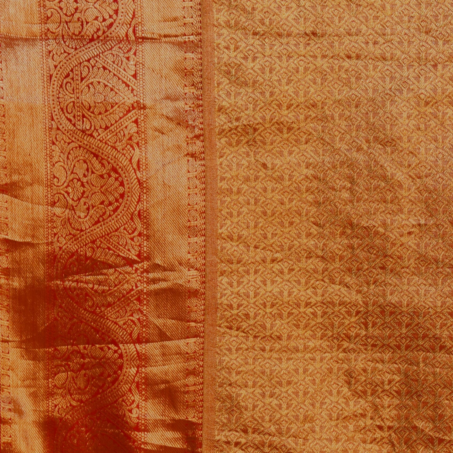 Floral Orange Pure Silk Kanjivaram Saree