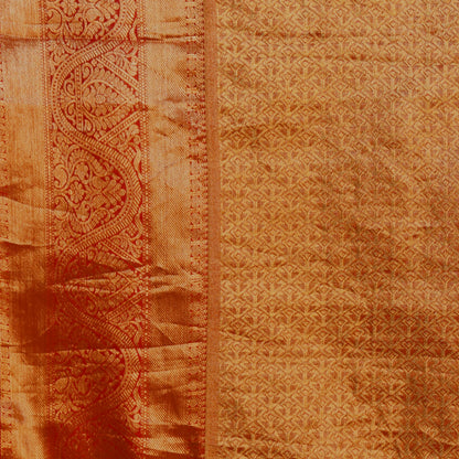 Floral Orange Pure Silk Kanjivaram Saree