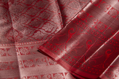 Dark Copper Zari Warp Kanjivaram Pure Silk Saree