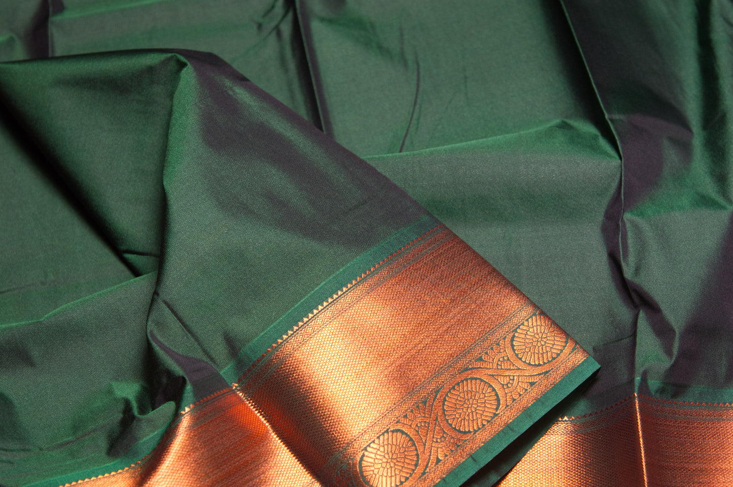 Deep Red and Green Kanjivaram Semi Silk Saree