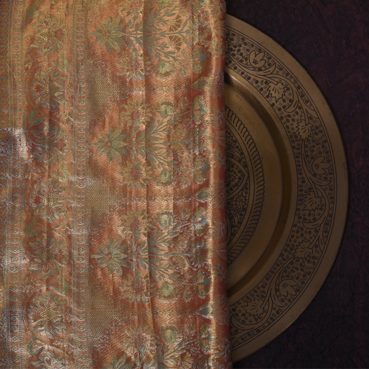 Pure Silk Floral Kanjivaram Saree with Gold and Silver Accents