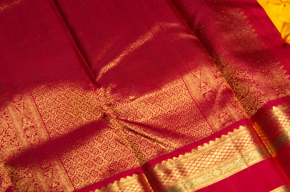 Yellow and Red Pure Gold Zare Pure Silk Kanjivaram Saree