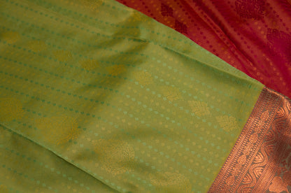 Green and Rani Copper Kanjivaram Semi Silk Saree