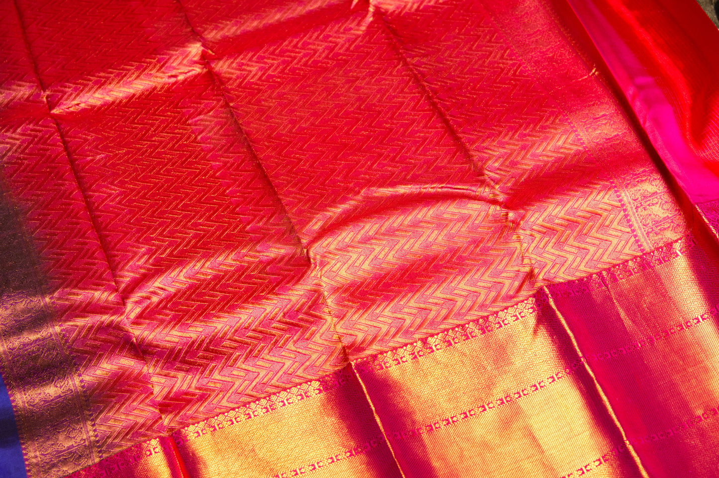 Purple and Hot Pink Rani Kanjivaram Pure Silk Saree