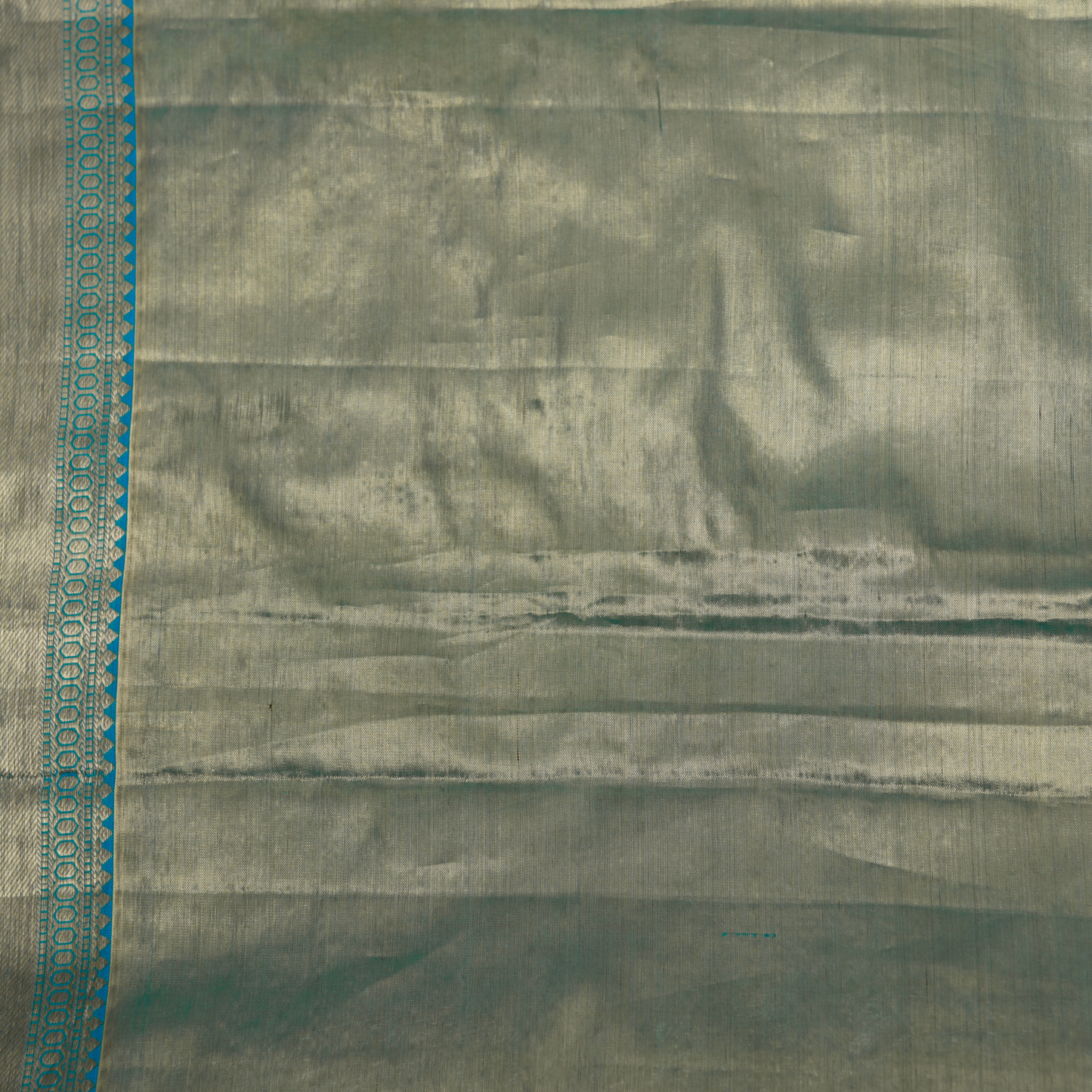 Faded Gold and Blue Pure Silk Kanjivaram Saree