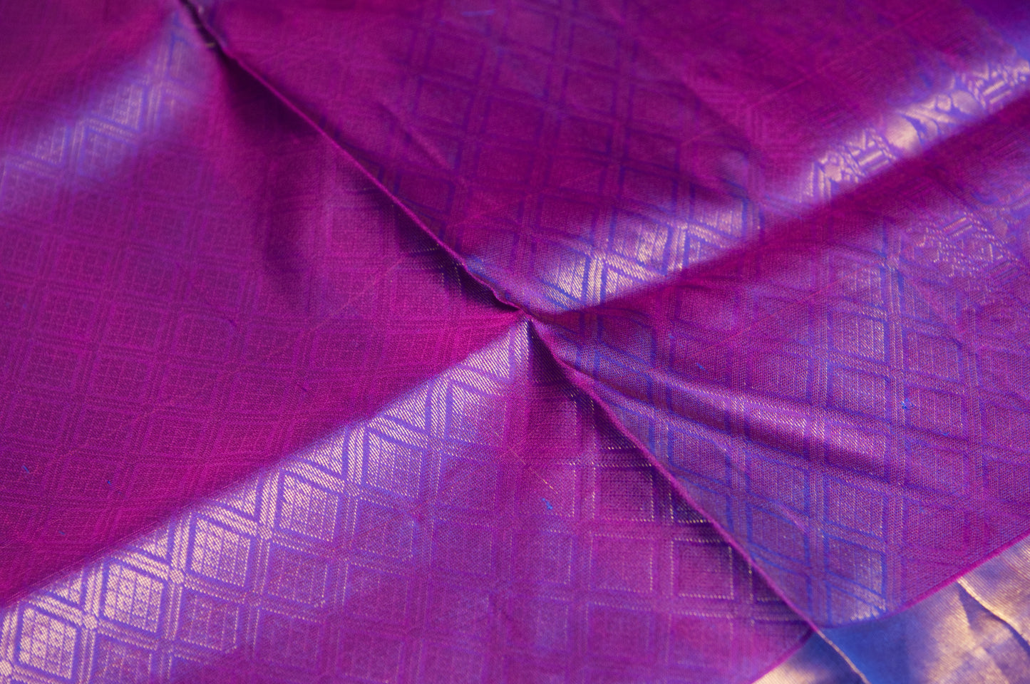 Blue and Purple Kanjivaram Pure Silk Saree