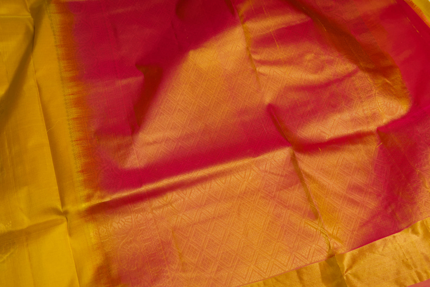 Yellow and Orange Kanjivaram Pure Silk Saree