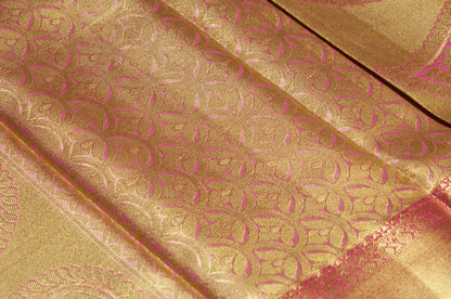 Soft Pink and Light Gold Kanjivaram Zari Warp Designer Handloom Silk Saree