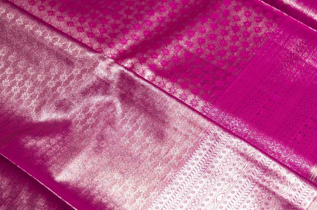 Pink Kanjivaram Zari Warp Designer Handloom Silk Saree