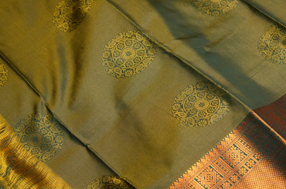 Green Copper Kanjivaram Soft Silk Saree