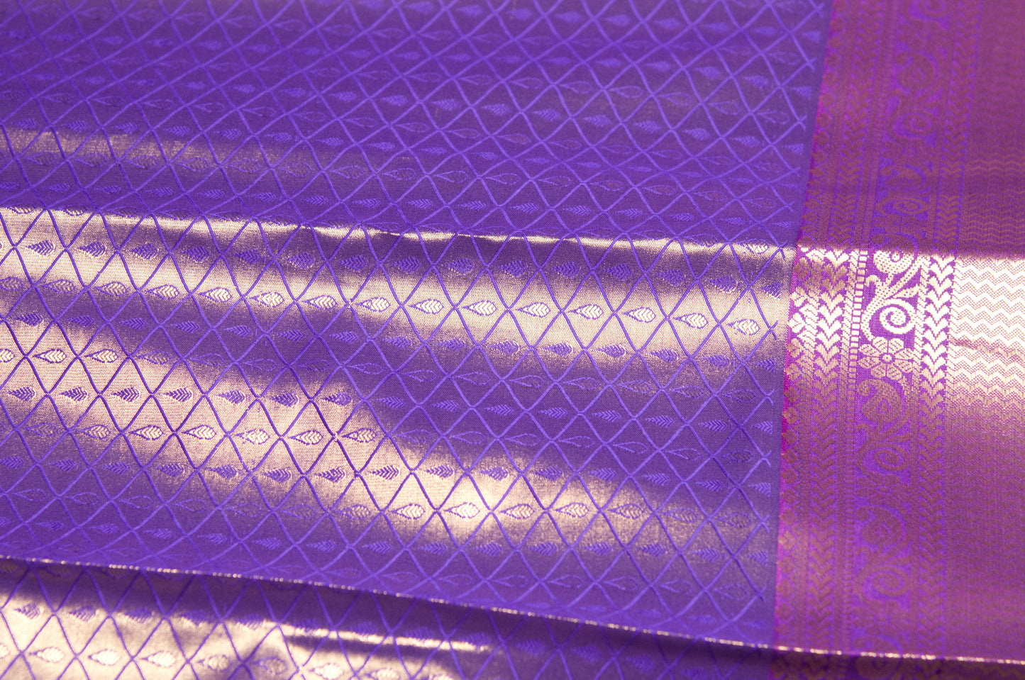 Purple and Gold Kanjivaram Zari Warp Designer Handloom Silk Saree