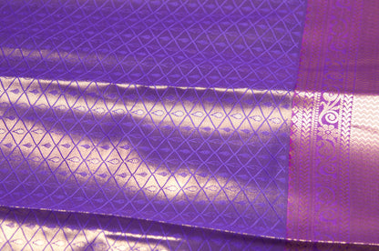 Purple and Gold Kanjivaram Zari Warp Designer Handloom Silk Saree