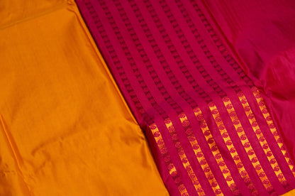 Red and Yellow Kanjivaram Semi Silk Saree