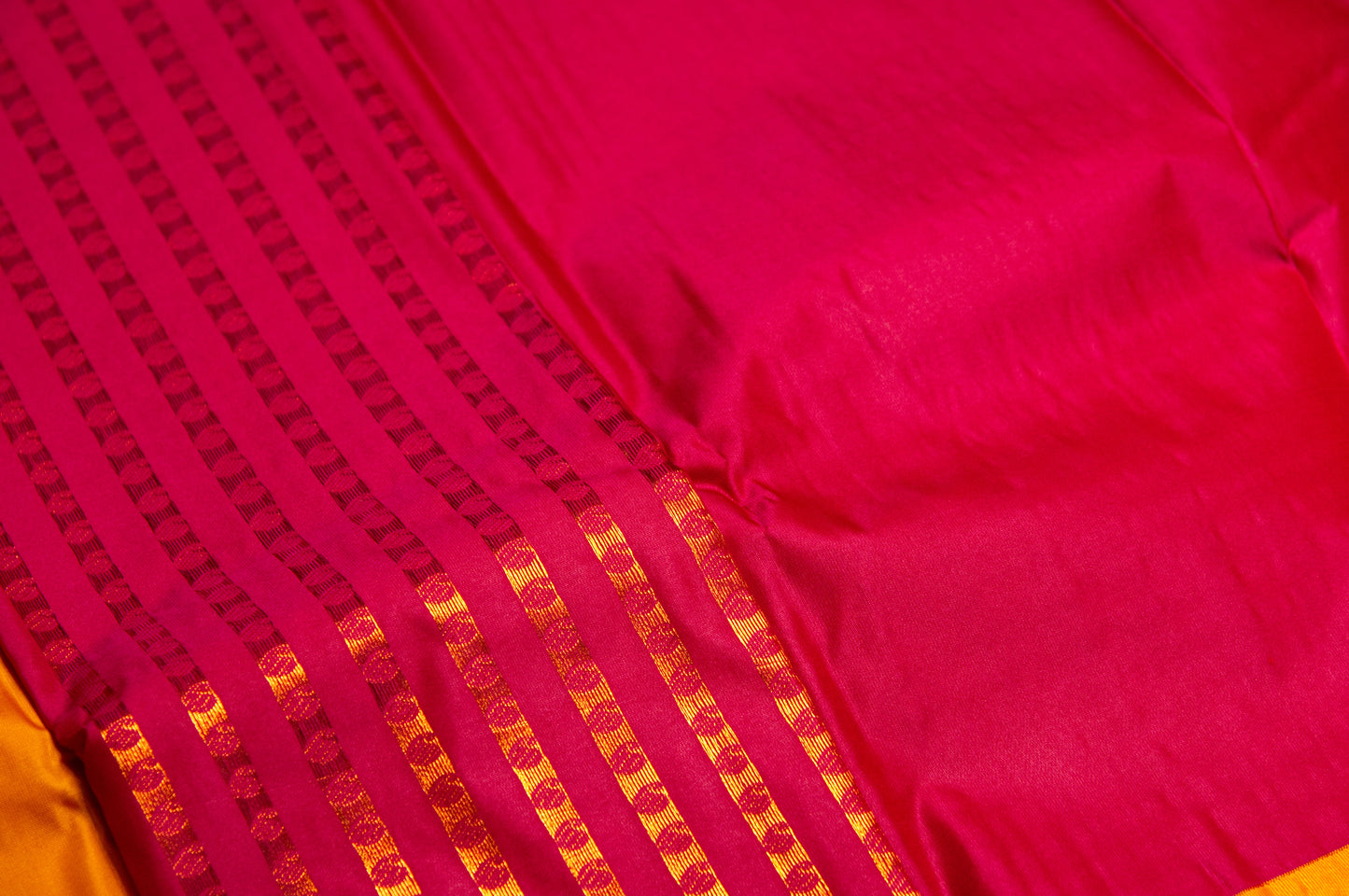 Red and Yellow Kanjivaram Semi Silk Saree