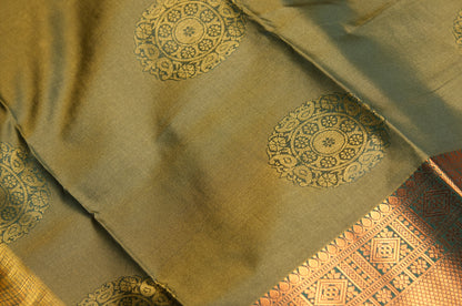 Green Copper Kanjivaram Soft Silk Saree