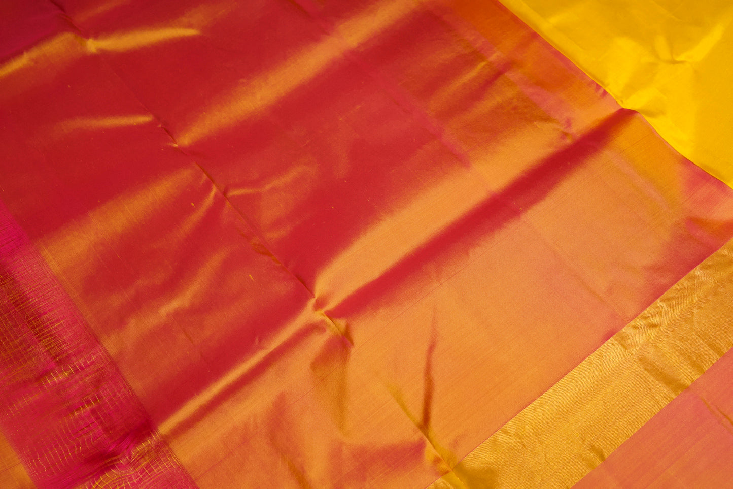 Yellow and Orange Kanjivaram Pure Silk Saree