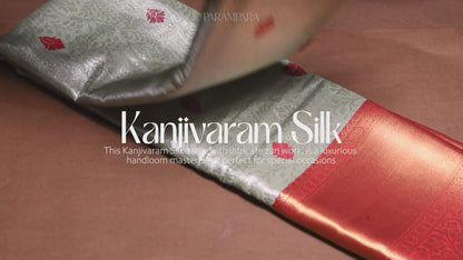 Faded Green Kanjivaram Zari Warp Designer Handloom Silk Saree