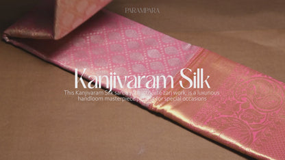 Soft Pink and Light Gold Kanjivaram Zari Warp Designer Handloom Silk Saree