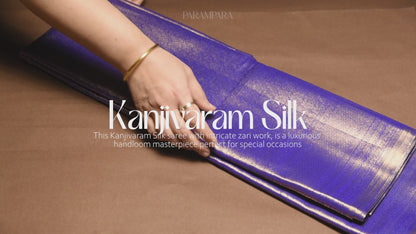 Purple and Gold Kanjivaram Handloom Tissue Silk Saree